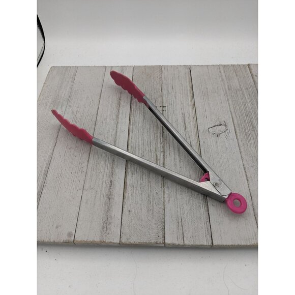 Locking Stainless Steel 10 1/4" Tongs Pink Shell Shaped - Picture 6 of 10
